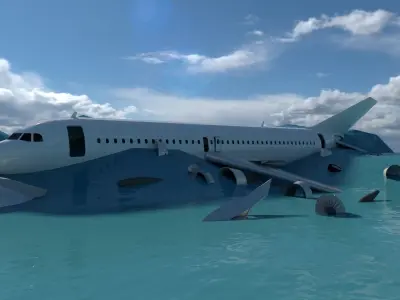 air-plane airplane in sand Low-poly 3D model