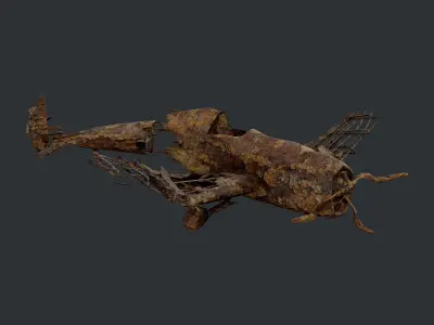 Plane Wreck Damaged Apocalyptic Game Ready 04 Low-poly 3D model
