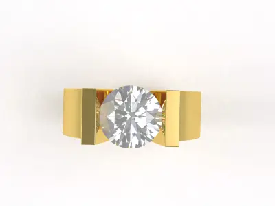 Round Solitaire Mens Ring 3D print model