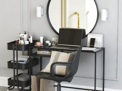 VITTSJO dressing table with ODGER chair 3D model