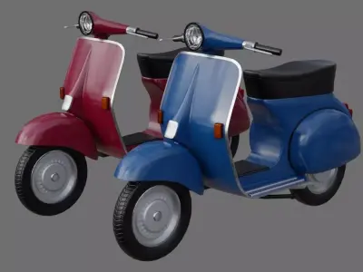 Motor Scooter 1A Low-poly 3D model