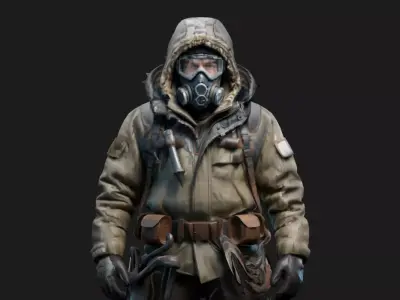 Apocalyptic Gas Mask Soldier Low-poly 3D model