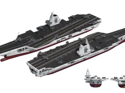 Chinese  Army Navy Type 003 Aircraft Carrier Fujian Ship  3D model