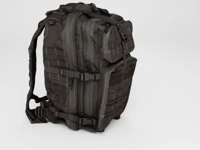 Black Tactical military backpack for soldiers 3D model