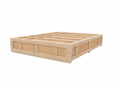 Big wooden crate  Low-poly 3D model