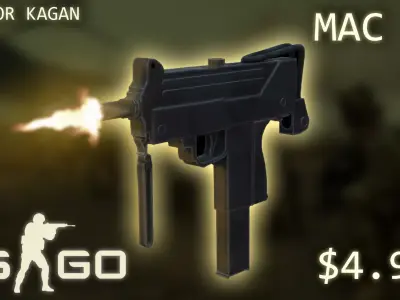MAC 10 from csgo Low-poly 3D model