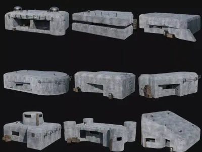 BUNKER MILITARY SHELTER POSTAPO HIDE HOUSE SURVIVAL COLLECTION Low-poly 3D model