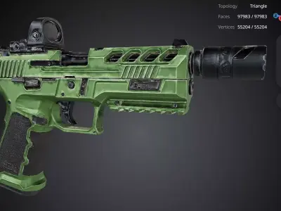 Green Pistol 3D model buy