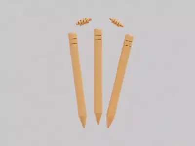 Cricket Stumps Low-poly 3D model