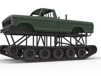 Redneck Rave Mud truck on tracks Scale 1 to 25 3D print model