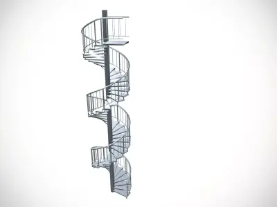 Aluminium Stair Case Low-poly 3D model