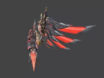 Red Flying Mecha Women  Outfit Low-poly 3D model