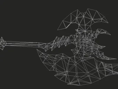 Futuristic Axe Low-poly 3D model 6