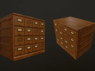 Card File Cabinet - PBR Game Ready Low-poly 3D model