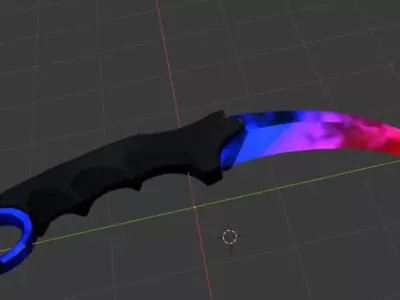 Stylized karambit knife Weapon with gradient PBR low poly Low-poly 3D model