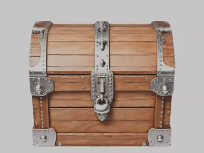 wooden treasure chest Low-poly 3D model