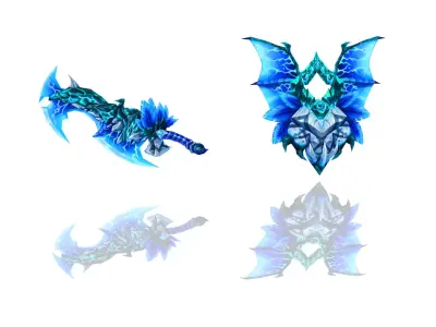 Frozen Bone Sword and Shield Low-poly 3D model