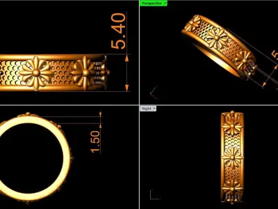 Flower band ring 3D model