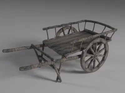 Ancient Wooden Cart Low-poly 3D model