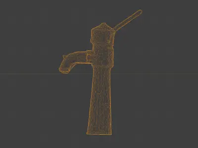 3D scan of Old Outdoor Cast Iron Hand Water Pump Low-poly 3D model