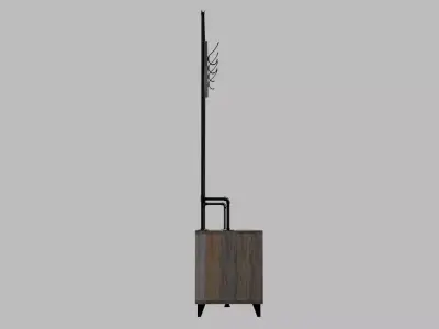 Industrial Pipes and Wood Hall Tree Low-poly 3D model