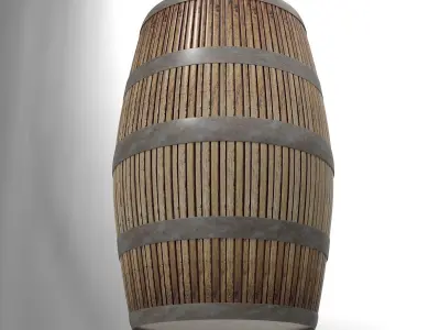 Wooden Barrel 3D model 4