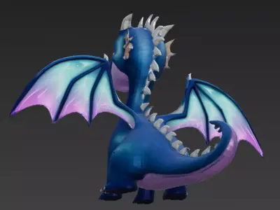 Cartoon Blue Dragon 3D Model Low-poly 3D model