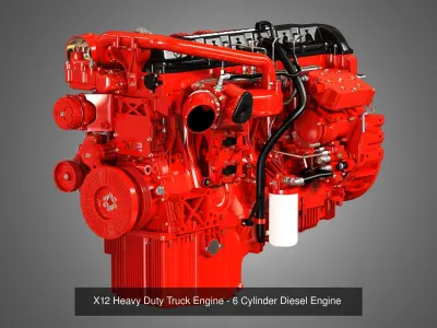 Cummins - 6 Cylinders Diesel Engines 3 in 1 3D Model Pack