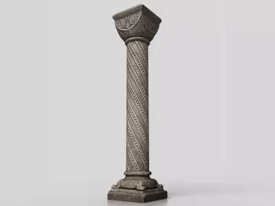 Romanesque stone column Low-poly 3D model