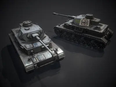 Low Poly Panzer IV G medium tank Low-poly 3D model
