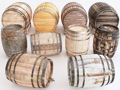 Barrels wooden barrel 3D model