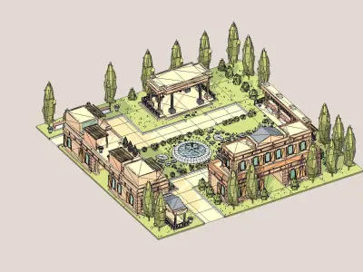 ethnic building  01 Low-poly 3D model