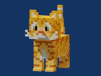 Voxel Cat Low-poly 3D model