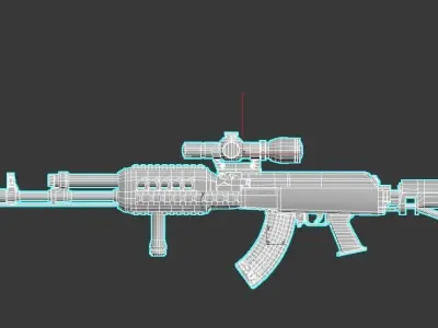 Game ready AK-337 rifle Low-poly 3D model