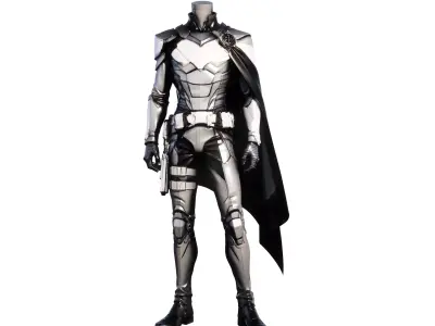 Tactical Silver Sci-Fi Armor 3D model