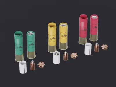 12 Gauge Sabot Slug Ammunition Collection 3D Model Pack
