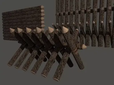 Medieval Defense Spikes Fences Walls Low-poly 3D model
