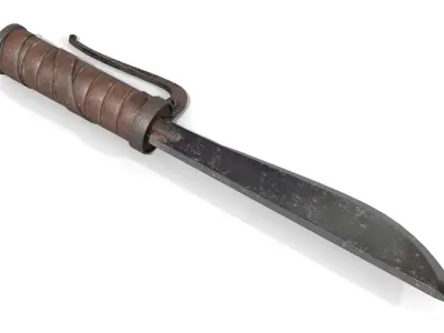Homemade Hunting Knife Low-poly 3D model