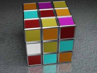 metal rubiks cube Low-poly 3D model