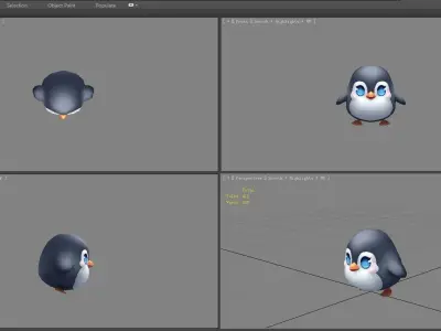 Cartoon baby penguin - male - lovely Low-poly 3D model
