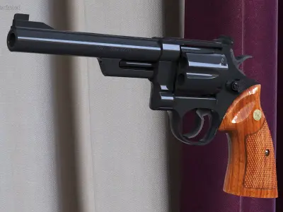 Black Revolver Pistol 3D model