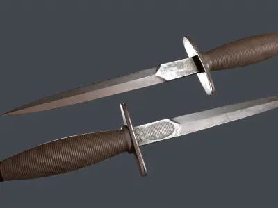 Low poly WW2 Case Stiletto Fighting Knife Low-poly 3D model