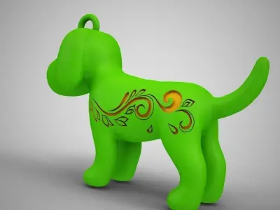 Patterned Flower Dog Necklace 3D print model