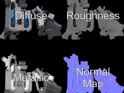 Futuristic Pulse Rifle model pack Low-poly 3D model