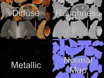 Realistic Fish Model Pack with Detailed Textures Low-poly 3D model
