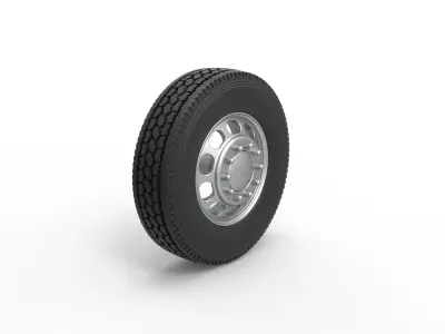 Front custom wheel of semi truck Version 4 Scale 1 to 25 3D print model