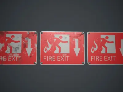 Plastic Exit Sign 4 PBR Game Ready Low-poly 3D model