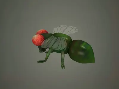 cartoon fly fly beetle insect character 3D model