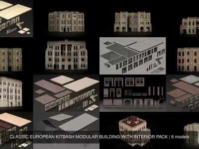 CLASSIC EUROPEAN KITBASH MODULAR BUILDING WITH INTERIOR PACK