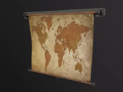 Old World Map 3D Model Low-poly 3D model